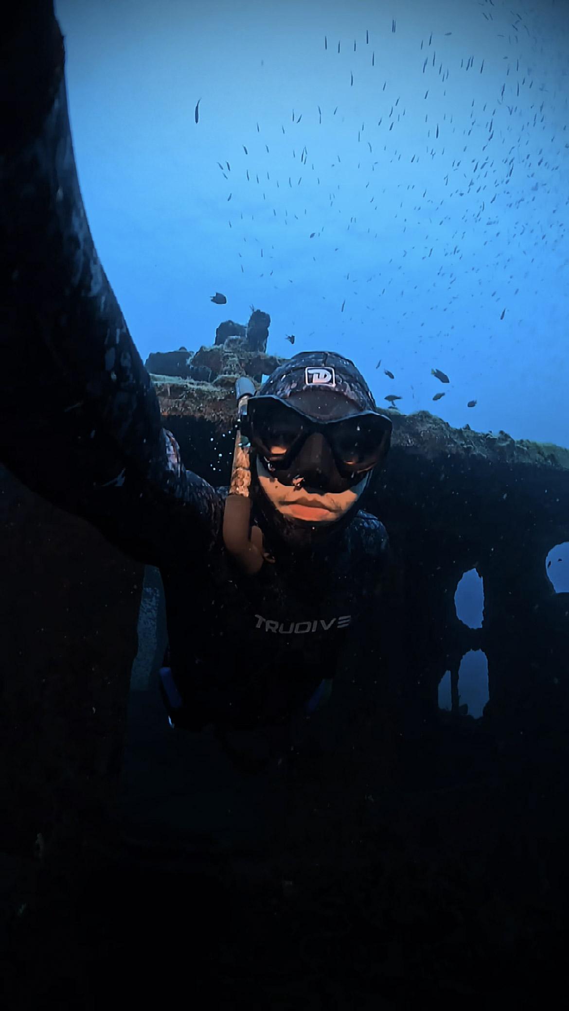 Underwater footage before and after colour grading — after colour grading